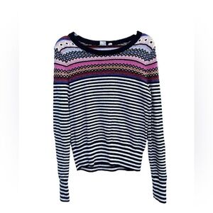 Gap fair aisle sweater black/white multi striped women’s XS cotton blend preppy